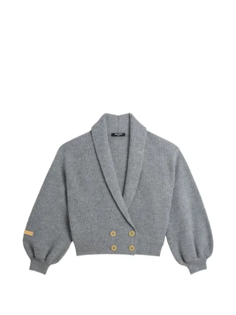 Balmain Kids double-breasted ribbed-knit cardigan