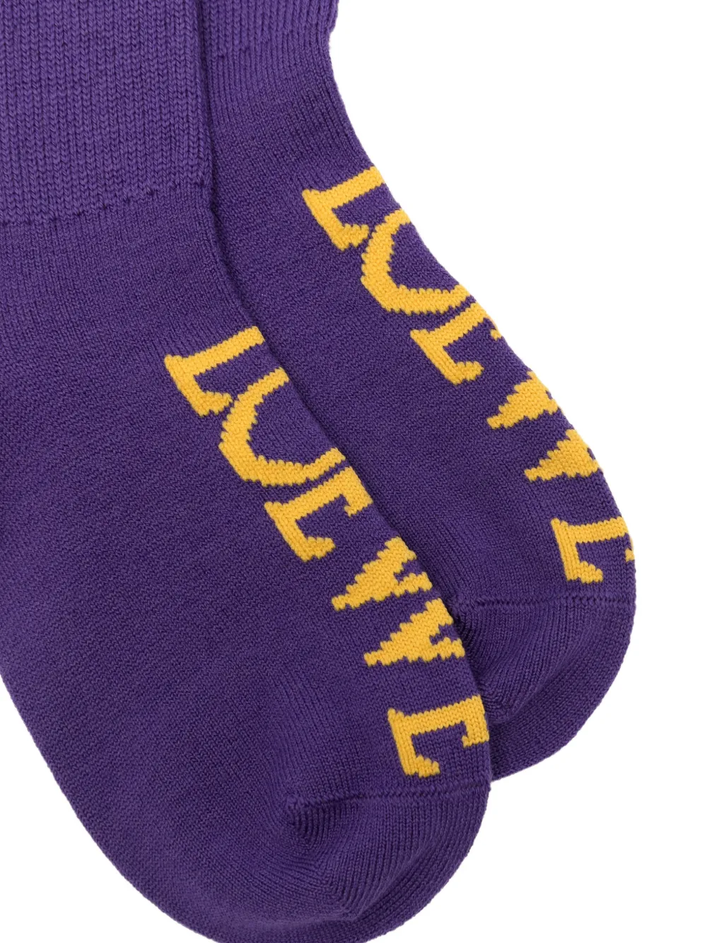 LOEWE logo-intarsia knee-high socks Paars