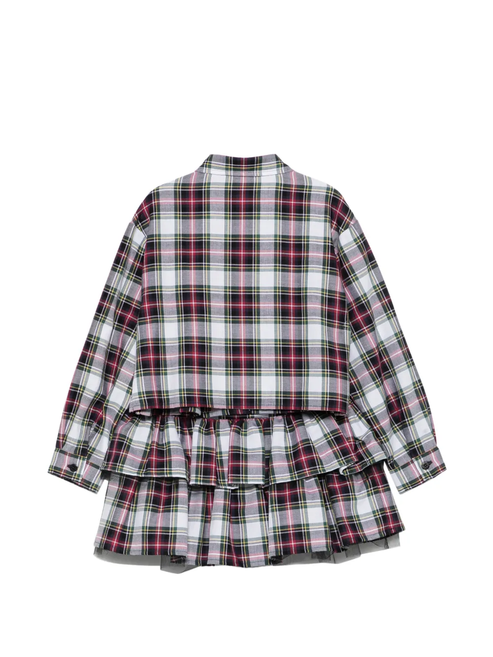 Il Gufo Jurk met ruches en tartan-ruit Wit