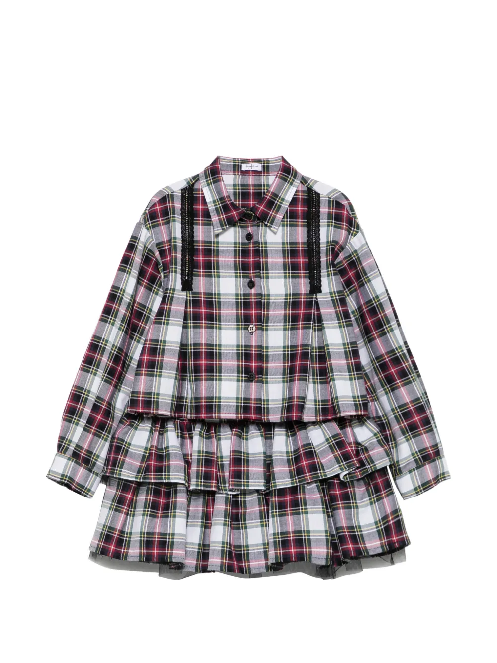 Il Gufo tartan ruffled dress - Bianco