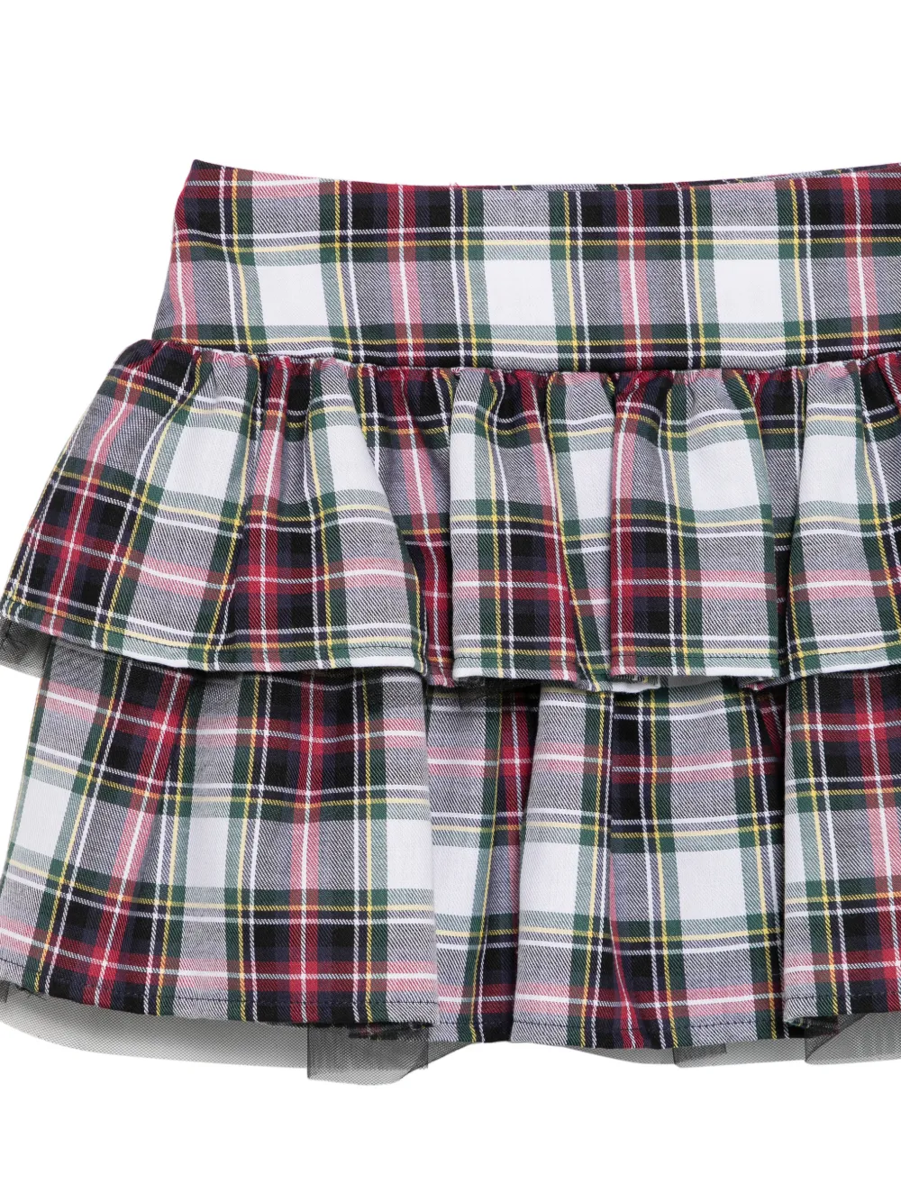 Il Gufo Jurk met ruches en tartan-ruit Wit