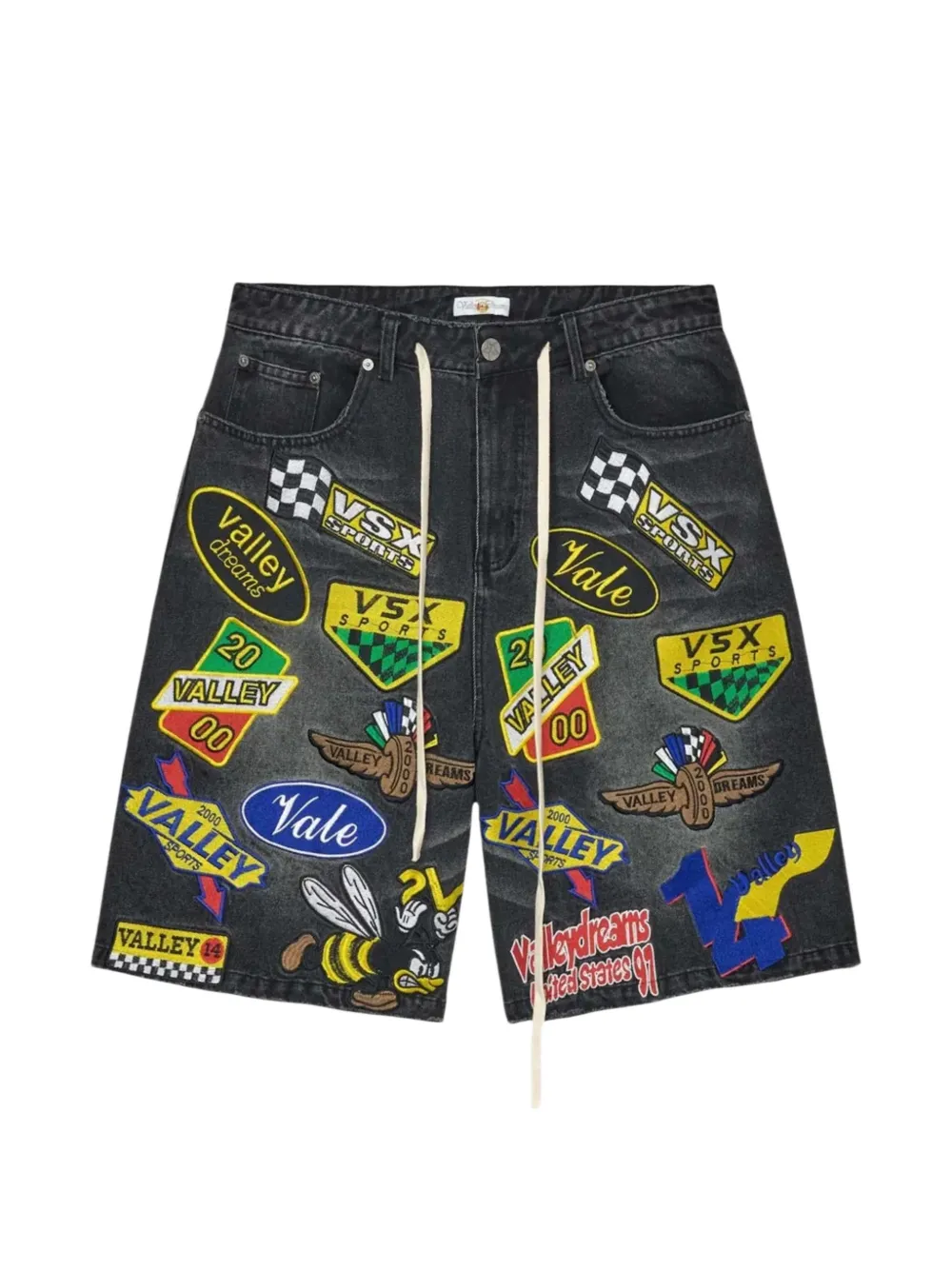 Vale Passport patch-detail denim shorts - Nero