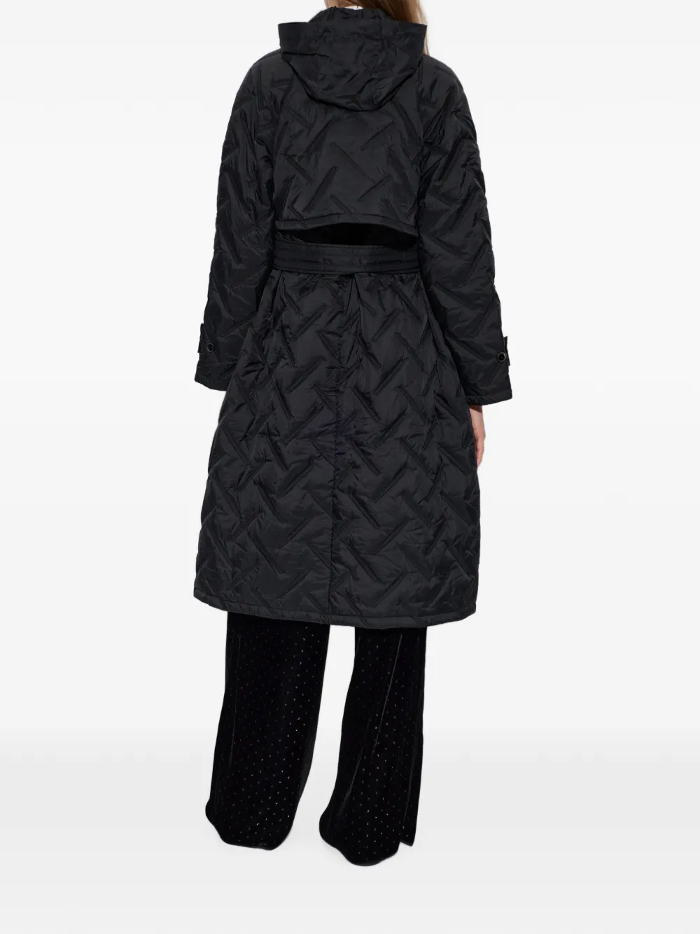 Emporio Armani Gewatteerde jas met ceintuur Zwart