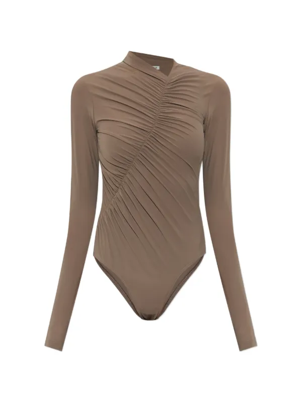 Agolde Lupin Ruched Bodysuit in Neutrals