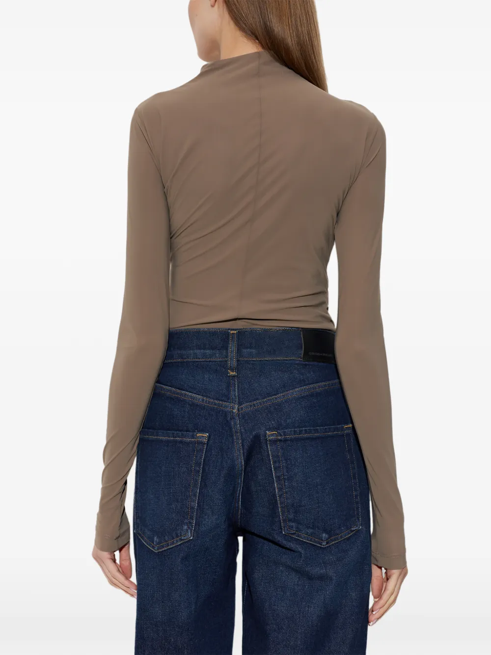 AGOLDE Lupin Ruched Bodysuit in Neutrals, view 4