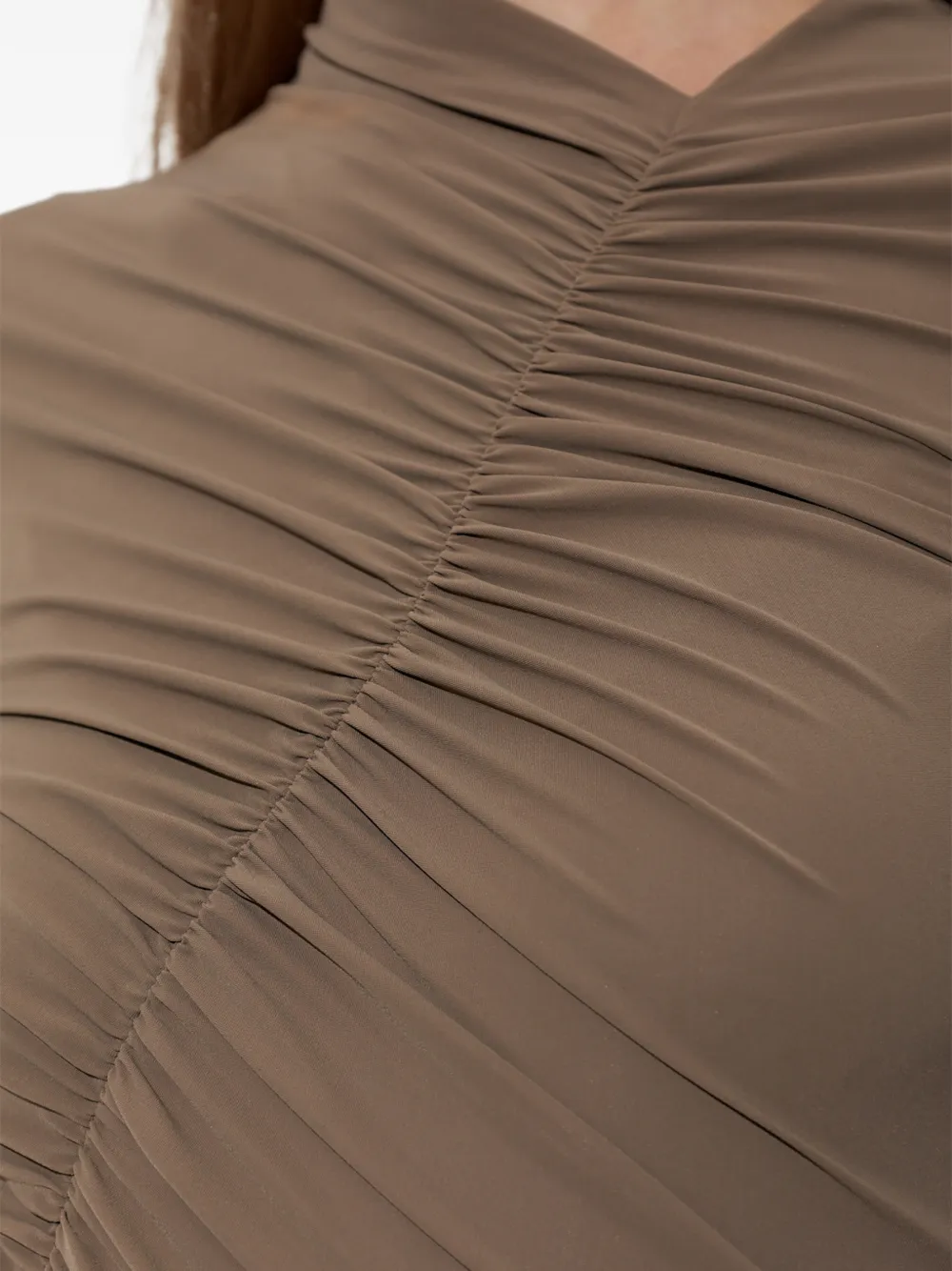 AGOLDE Lupin Ruched Bodysuit in Neutrals, view 5