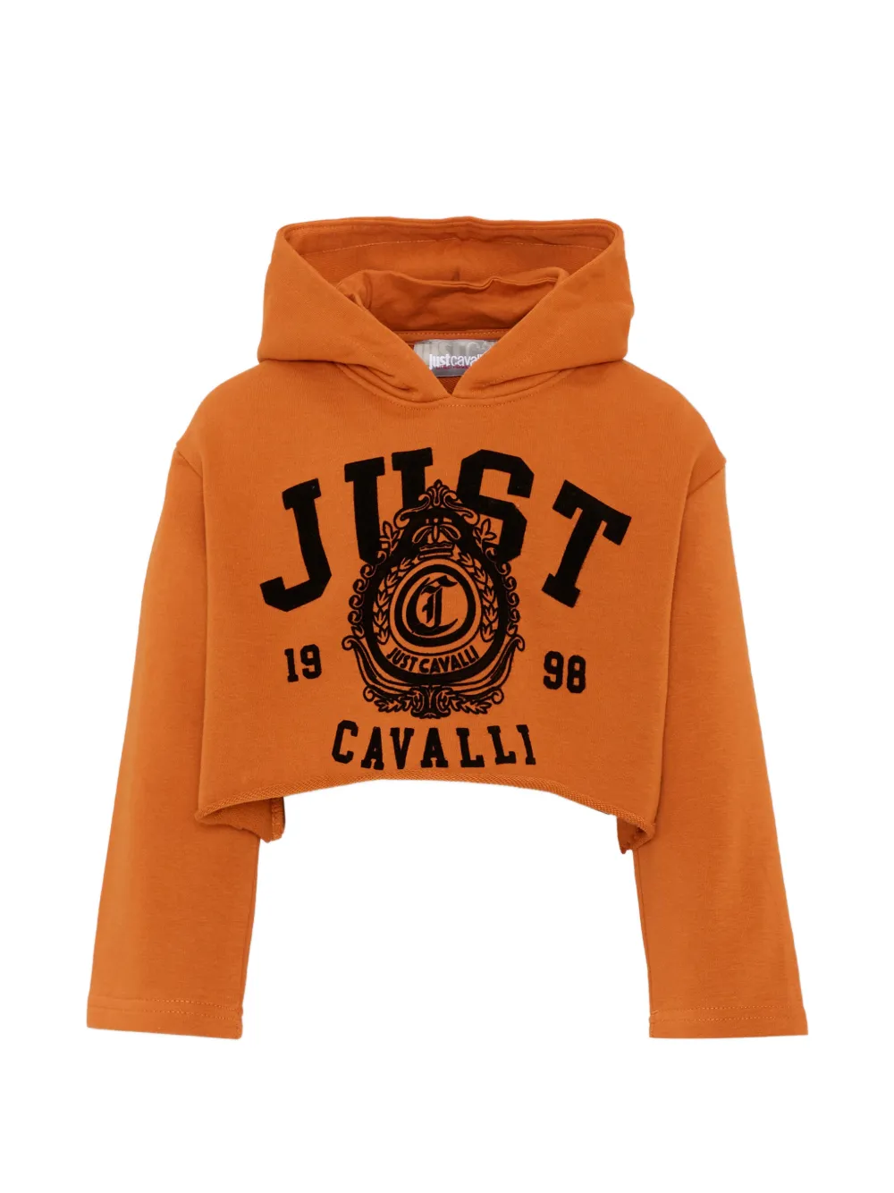 Just Cavalli Kids logo-print cropped hoodie - Arancione
