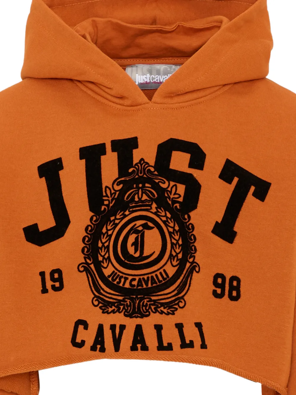 Just Cavalli Kids logo-print cropped hoodie Oranje