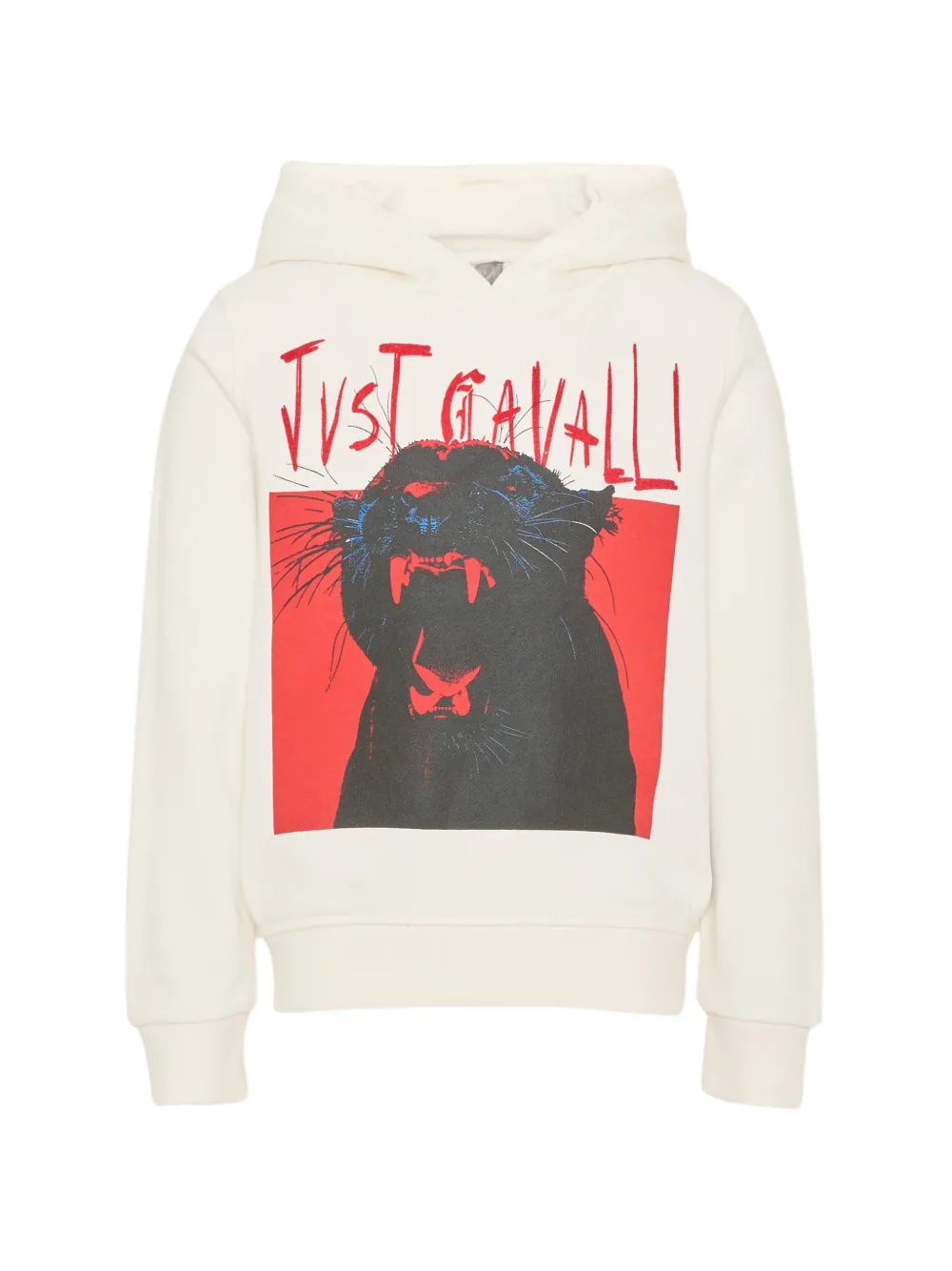 Just Cavalli Kids panther-print hoodie - Bianco