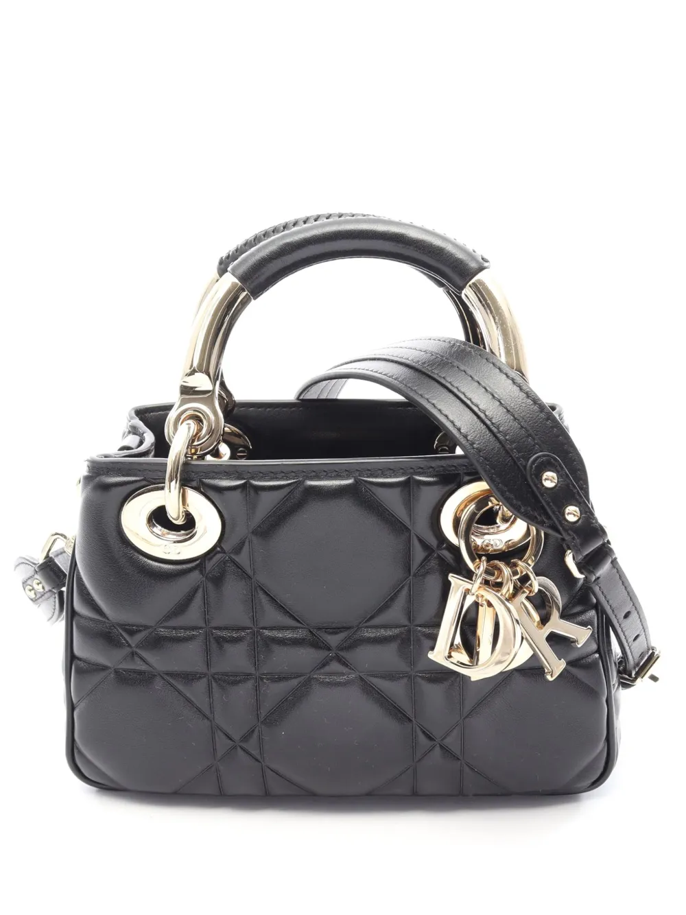 Christian Dior Pre-Owned 2016-2026 mini Cannage Lady 95.22 Satchel-Tasche aus Kalbsleder mit Prägung - Schwarz