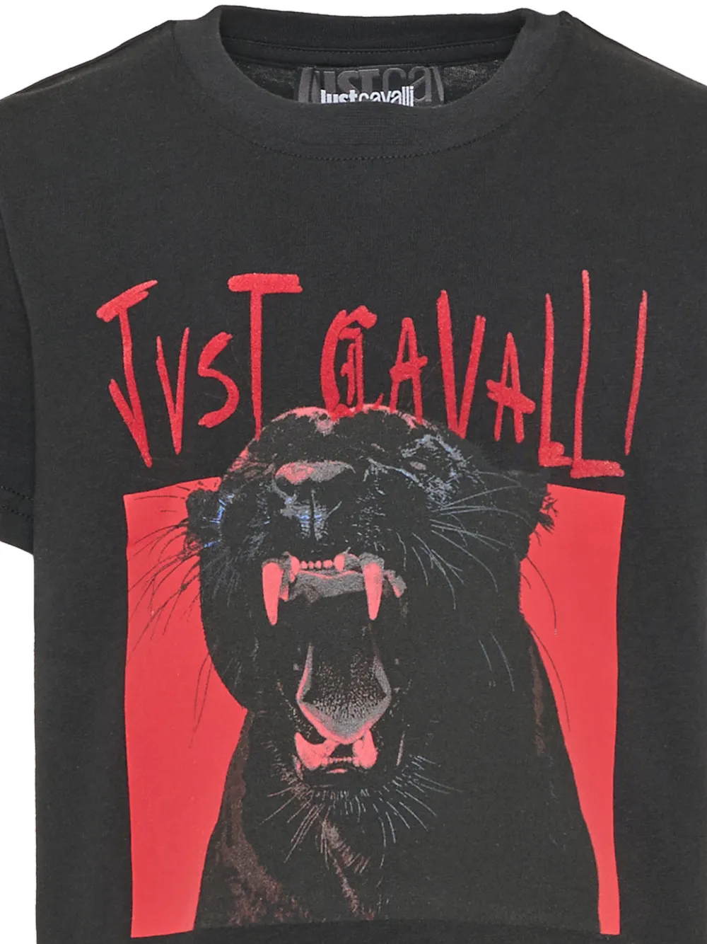 Just Cavalli Kids panther-print cotton T-shirt Zwart