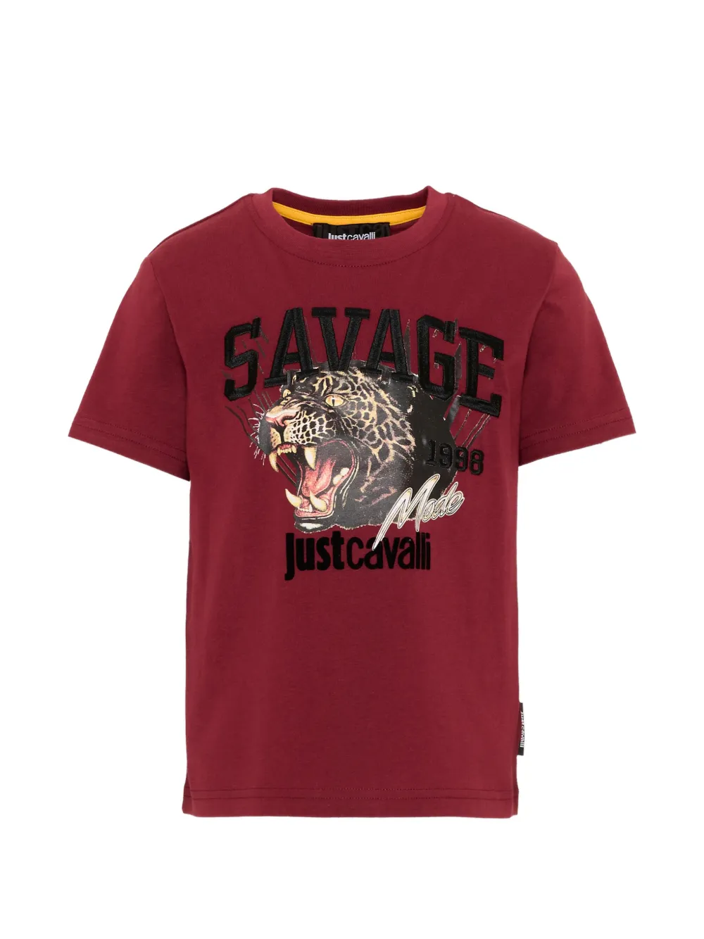 Just Cavalli Kids leopard-print logo-print T-shirt - Rosso