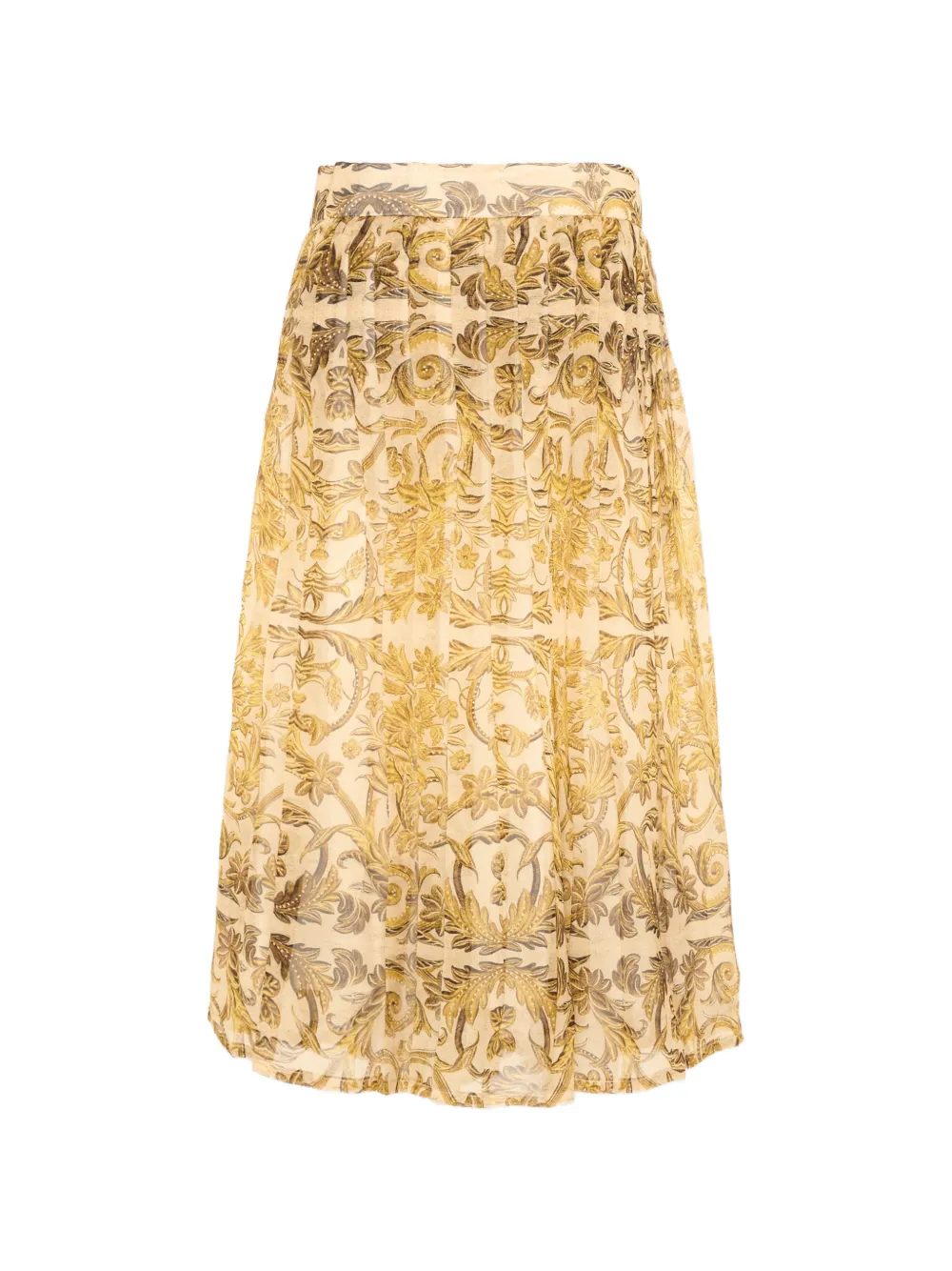 Roberto Cavalli Junior pleated baroque-print skirt Goud