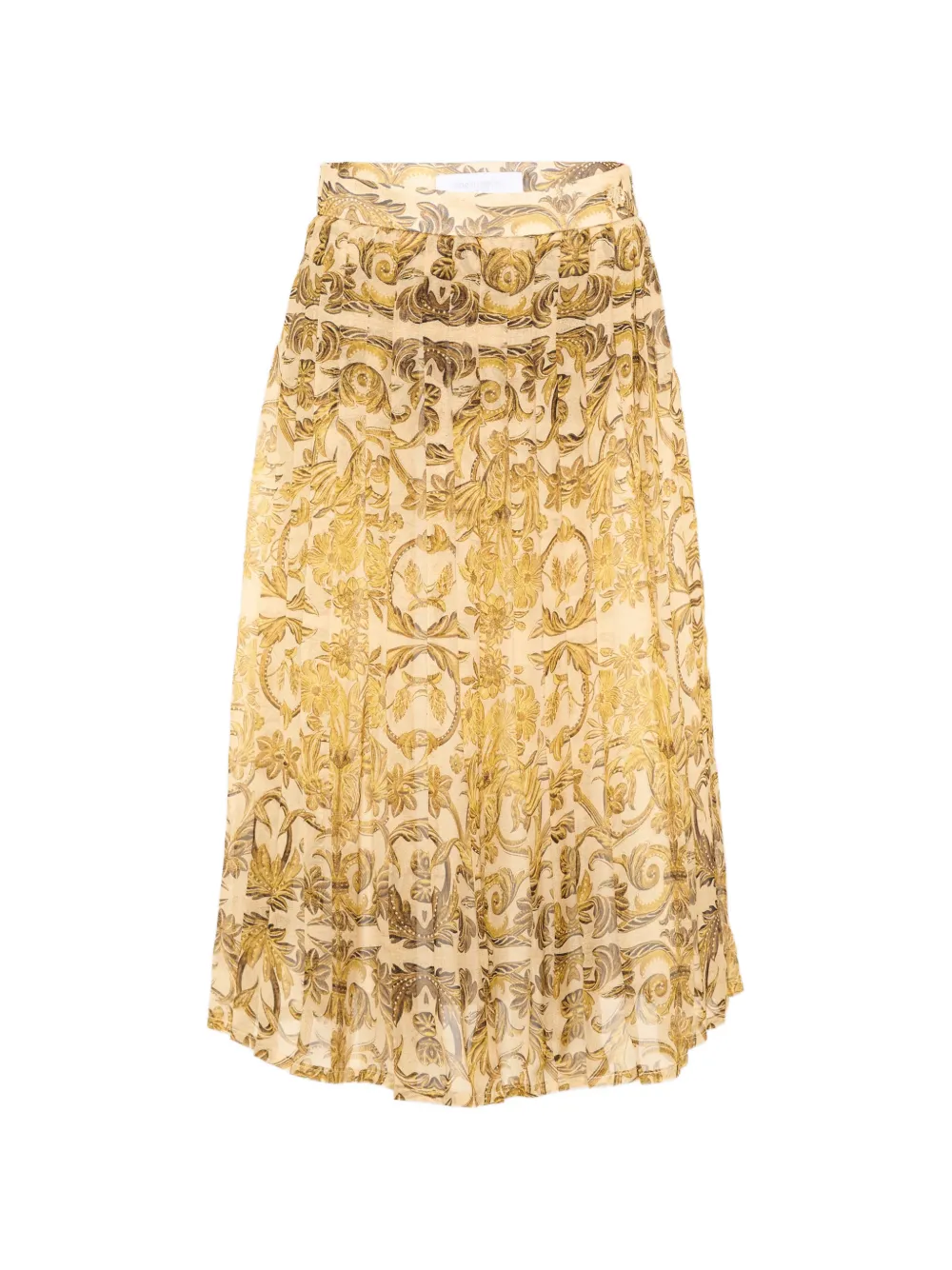 Roberto Cavalli Junior pleated baroque-print skirt - Oro