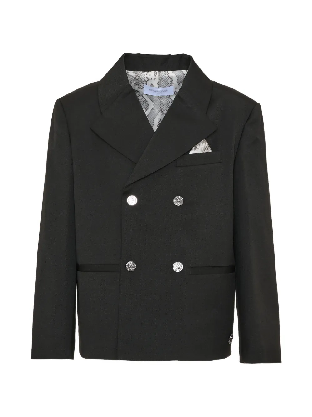 Roberto Cavalli Junior logo-button double-breasted blazer - Nero