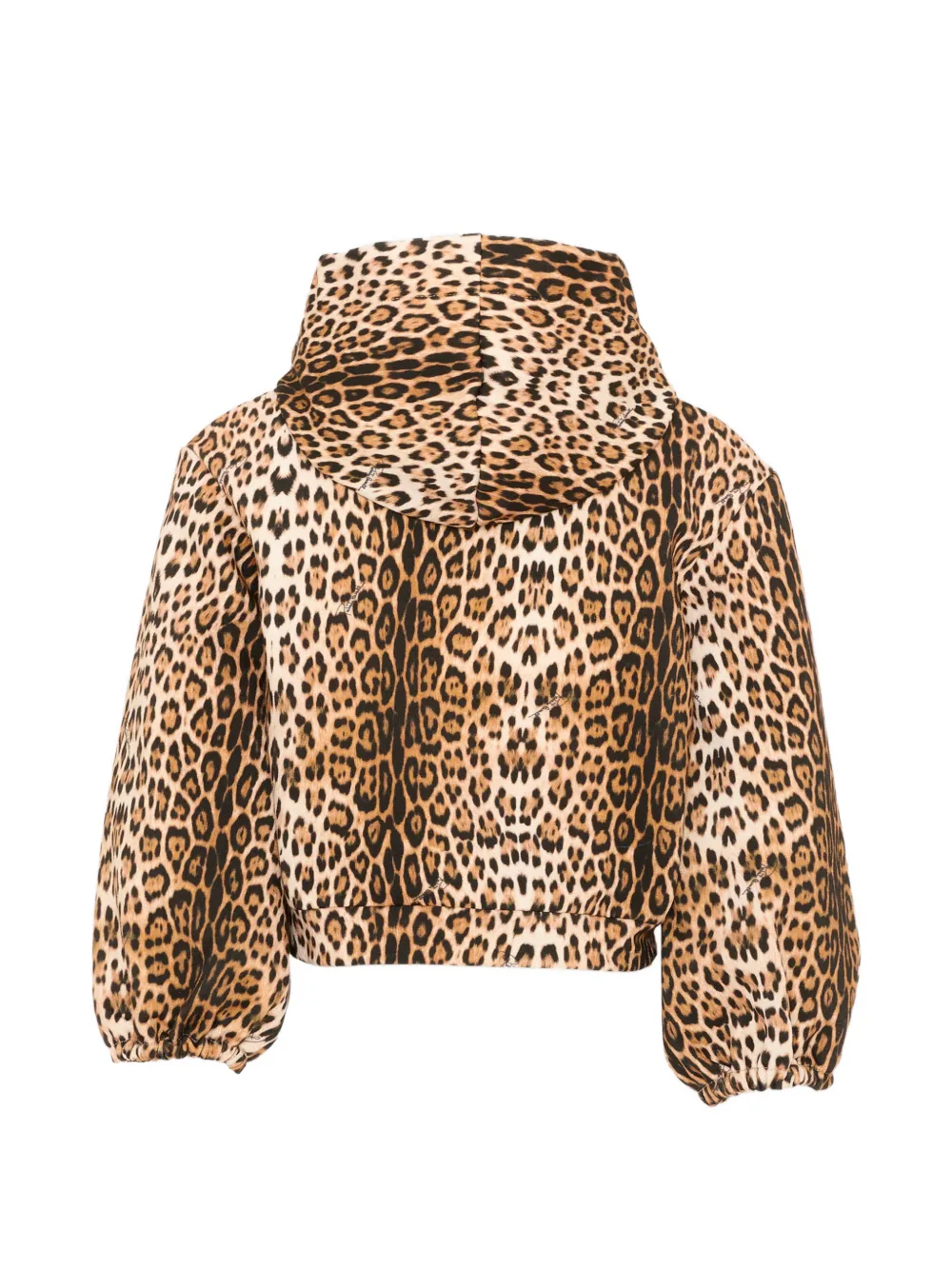 Roberto Cavalli Junior leopard-print floral-embroidered hoodie Bruin