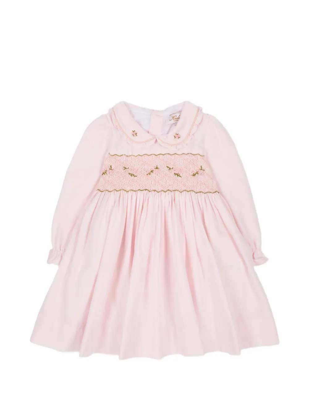 KIDIWI smocked floral-embroidered dress - Rosa