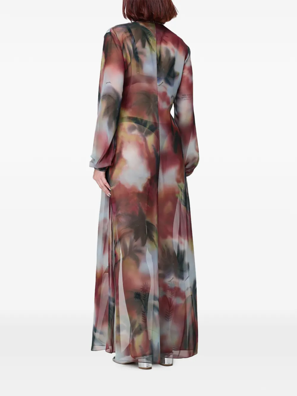 Patrizia Pepe abstract-print tie-fastening maxi beach cover-up Wit