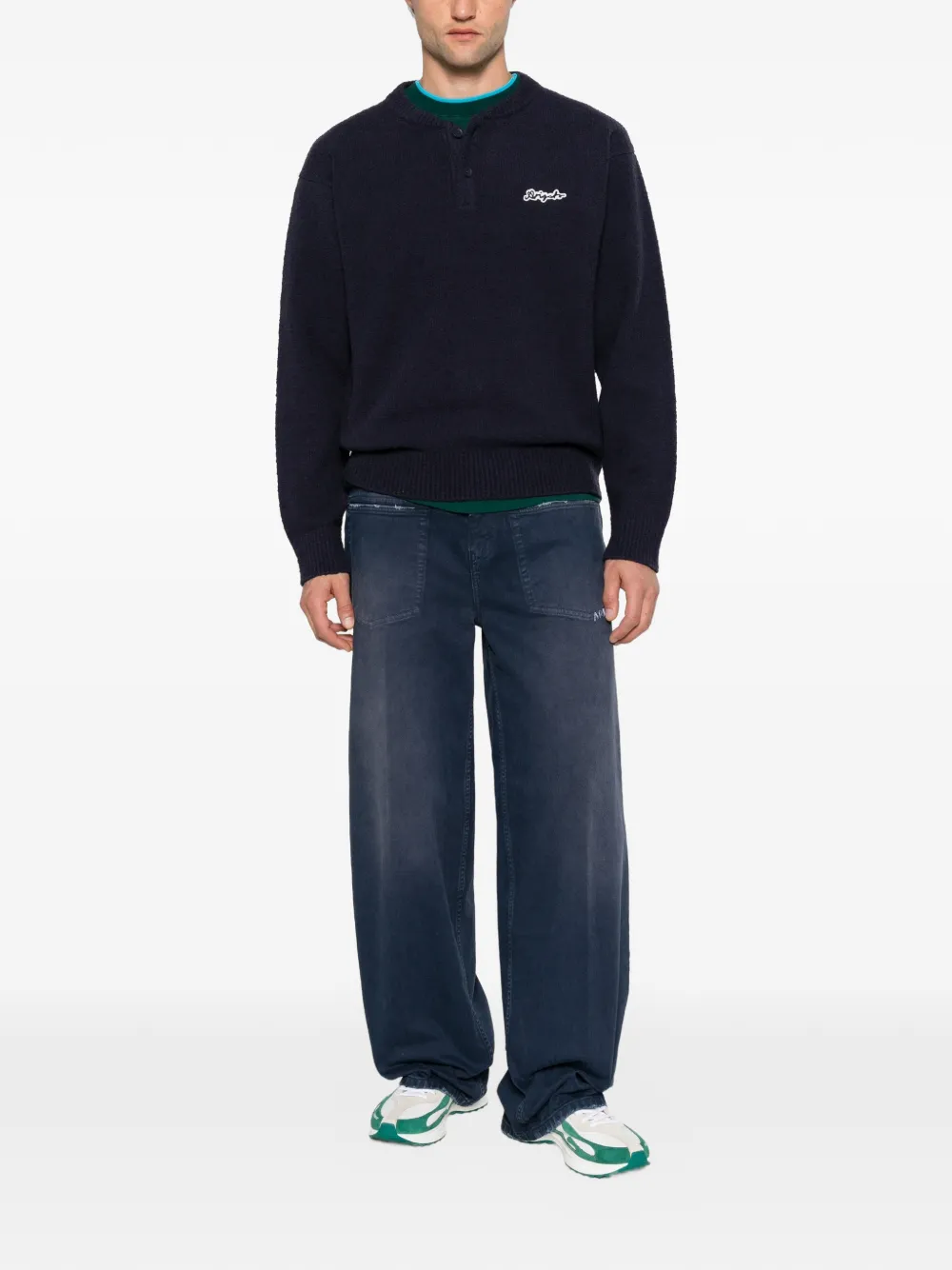 Axel Arigato Tag logo-patch henley sweater Blauw