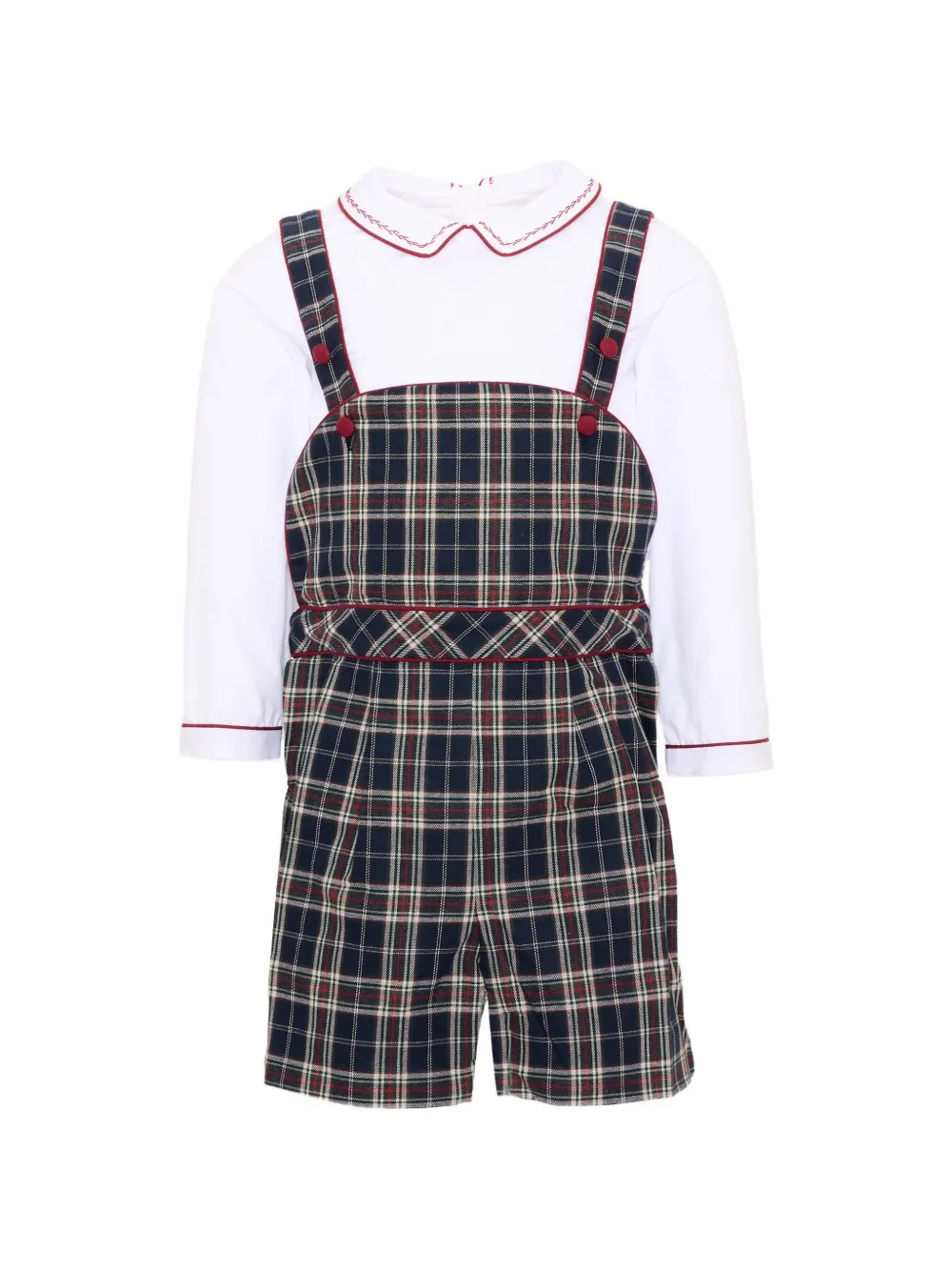 KIDIWI ensemble salopette en coton à motif tartan - Blanc