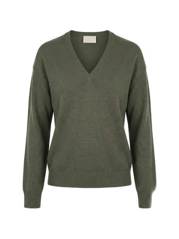 Drumohr V-neck Merino Sweater in Green