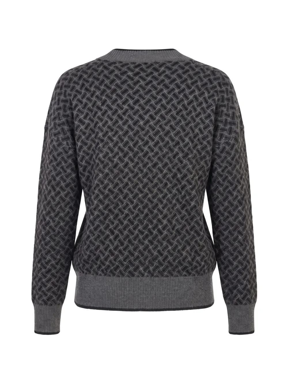 Drumohr geometric-pattern V-neck sweater Grijs