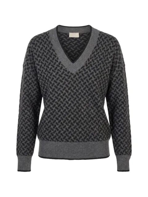 Drumohr geometric-pattern V-neck sweater