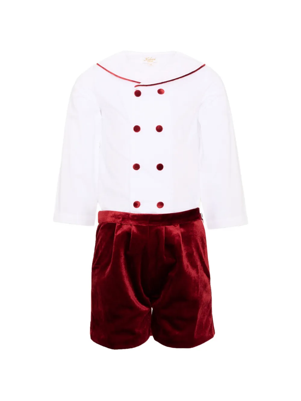 KIDIWI velvet-trim sailor-collar tracksuit - Bianco