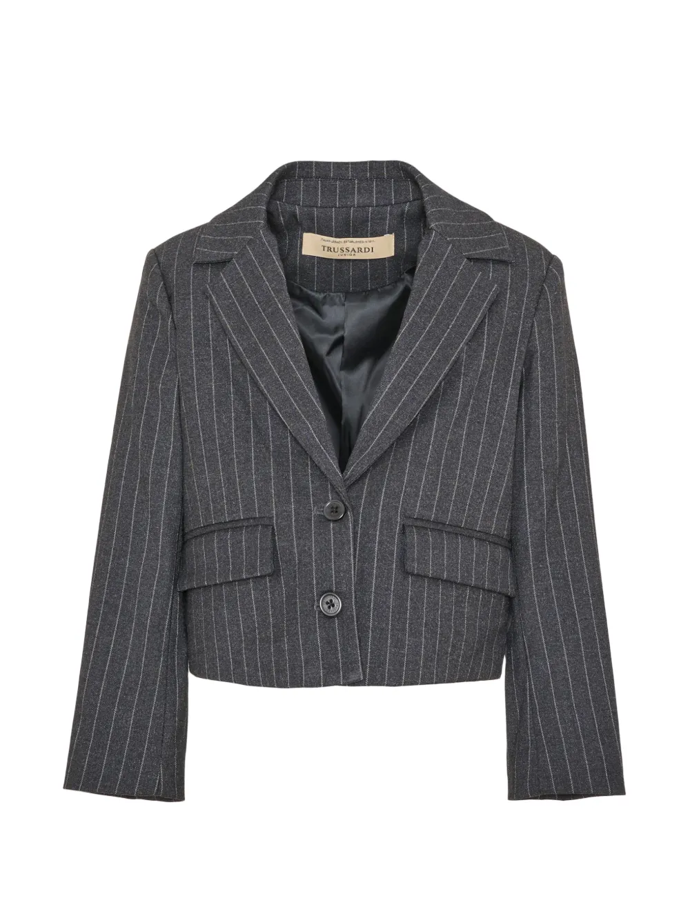 TRUSSARDI JUNIOR pinstripe-pattern cropped blazer - Grigio