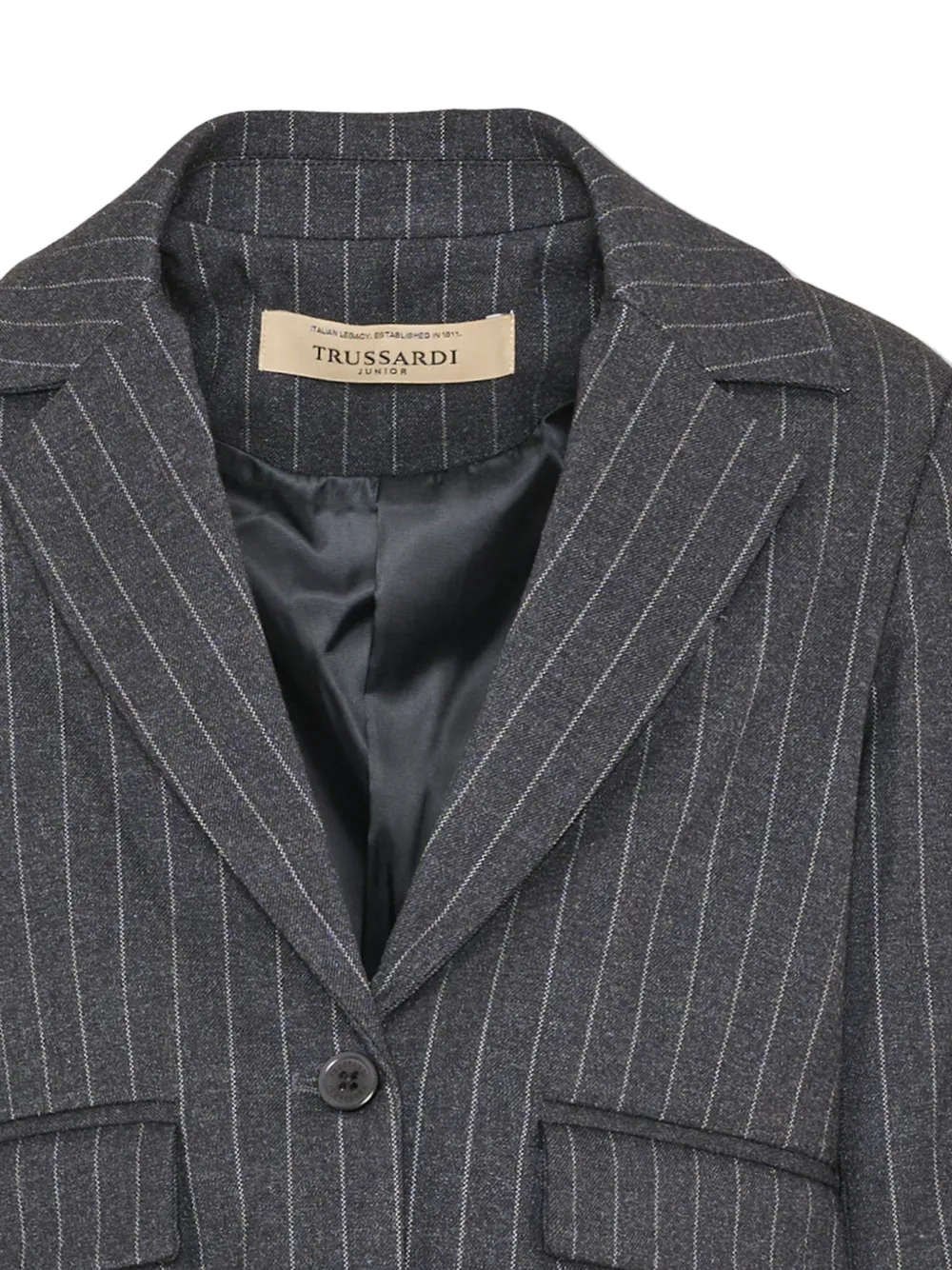 TRUSSARDI JUNIOR pinstripe-pattern cropped blazer Grijs