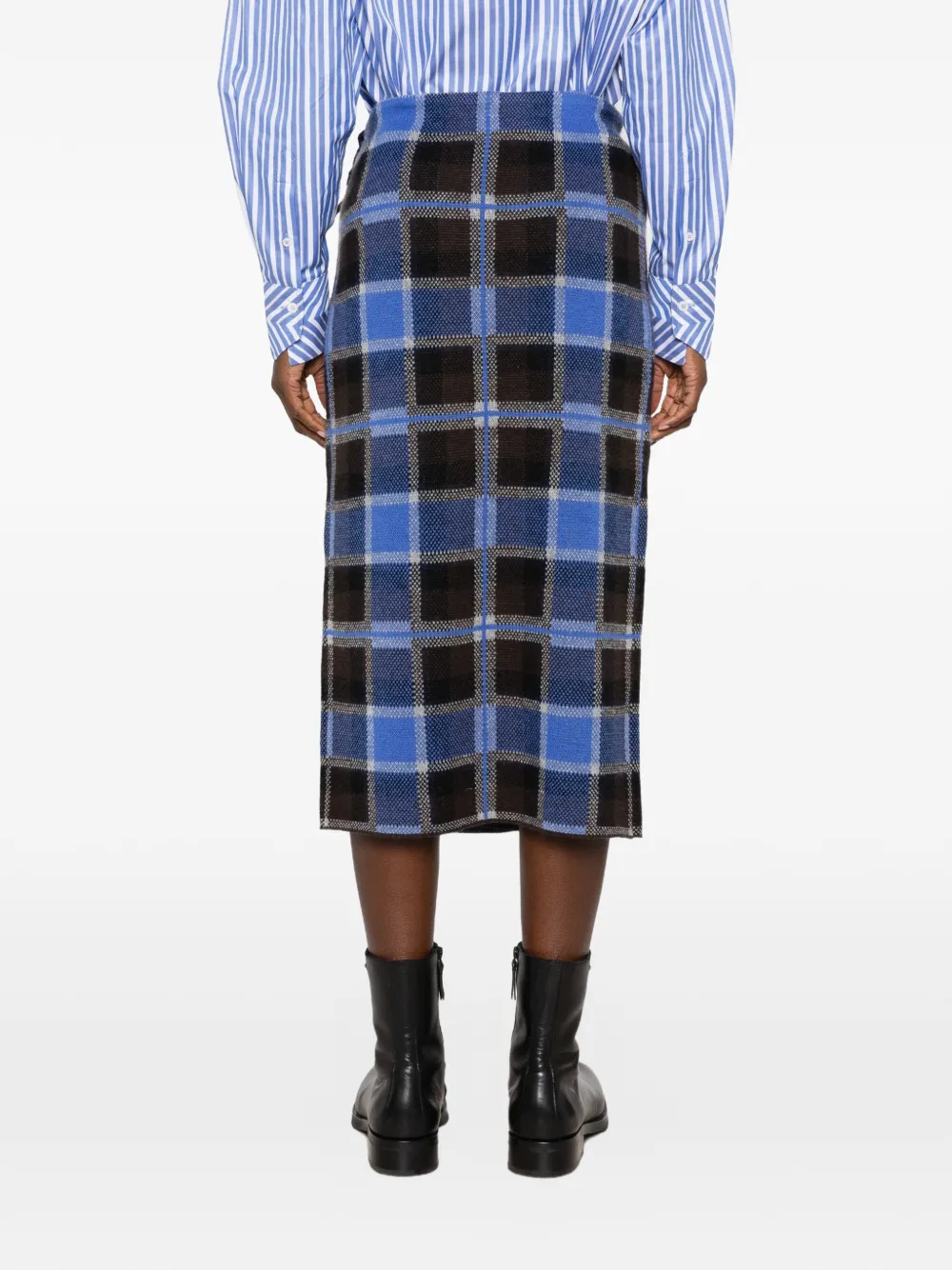 Guest In Residence Fringed Midi Skirt in Blue, view 4