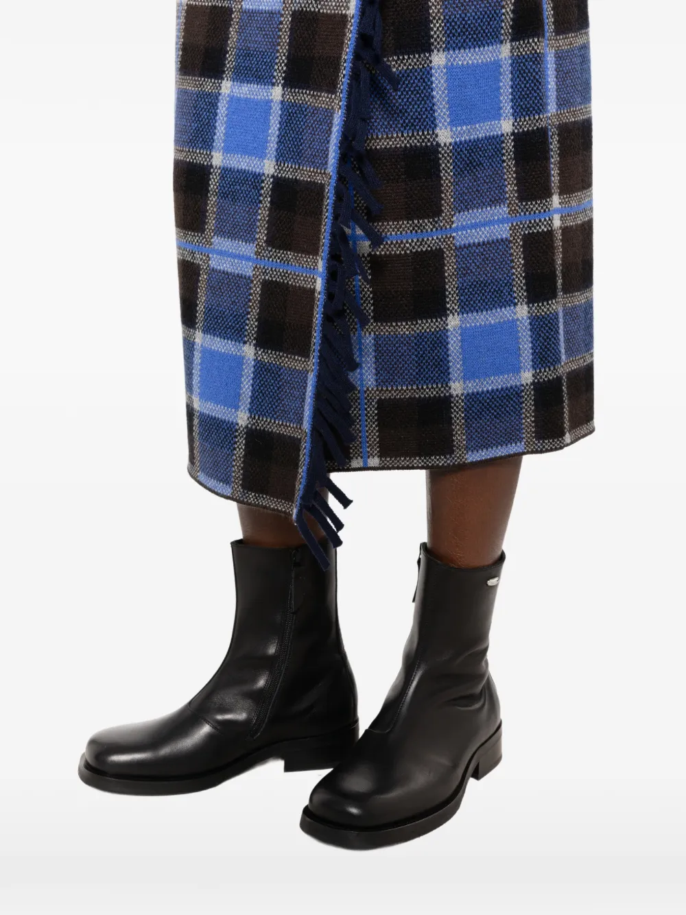 Guest In Residence Fringed Midi Skirt in Blue, view 5