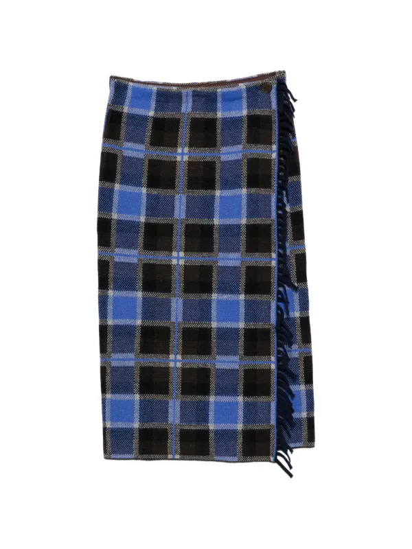 Guest In Residence Fringed Midi Skirt in Blue