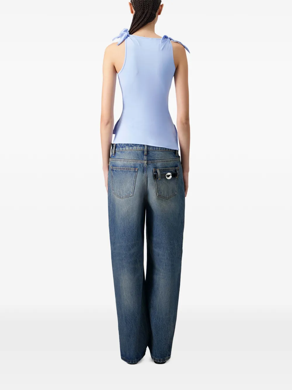 Coperni Asymmetrische top met bloemen en geknoopte details Blauw