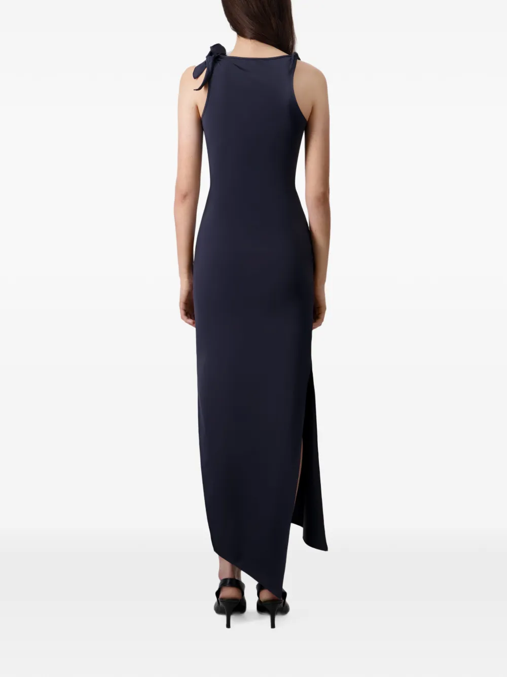 Coperni Asymmetrische en sculpturale avondjurk met bloemdetail Blauw