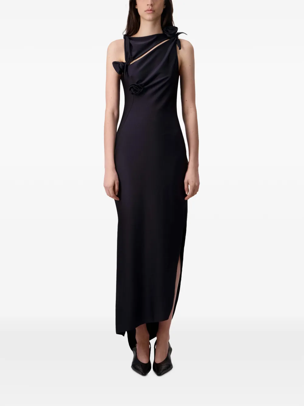 Coperni Asymmetrische en sculpturale avondjurk met bloemdetail Blauw