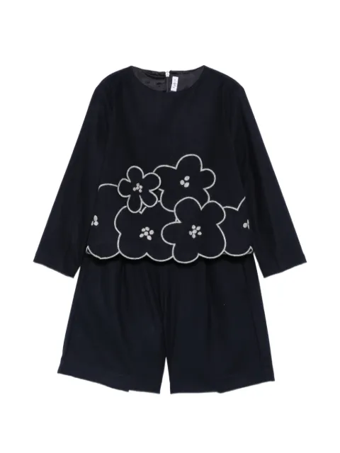 Il Gufo floral-embroidered scalloped-hem set