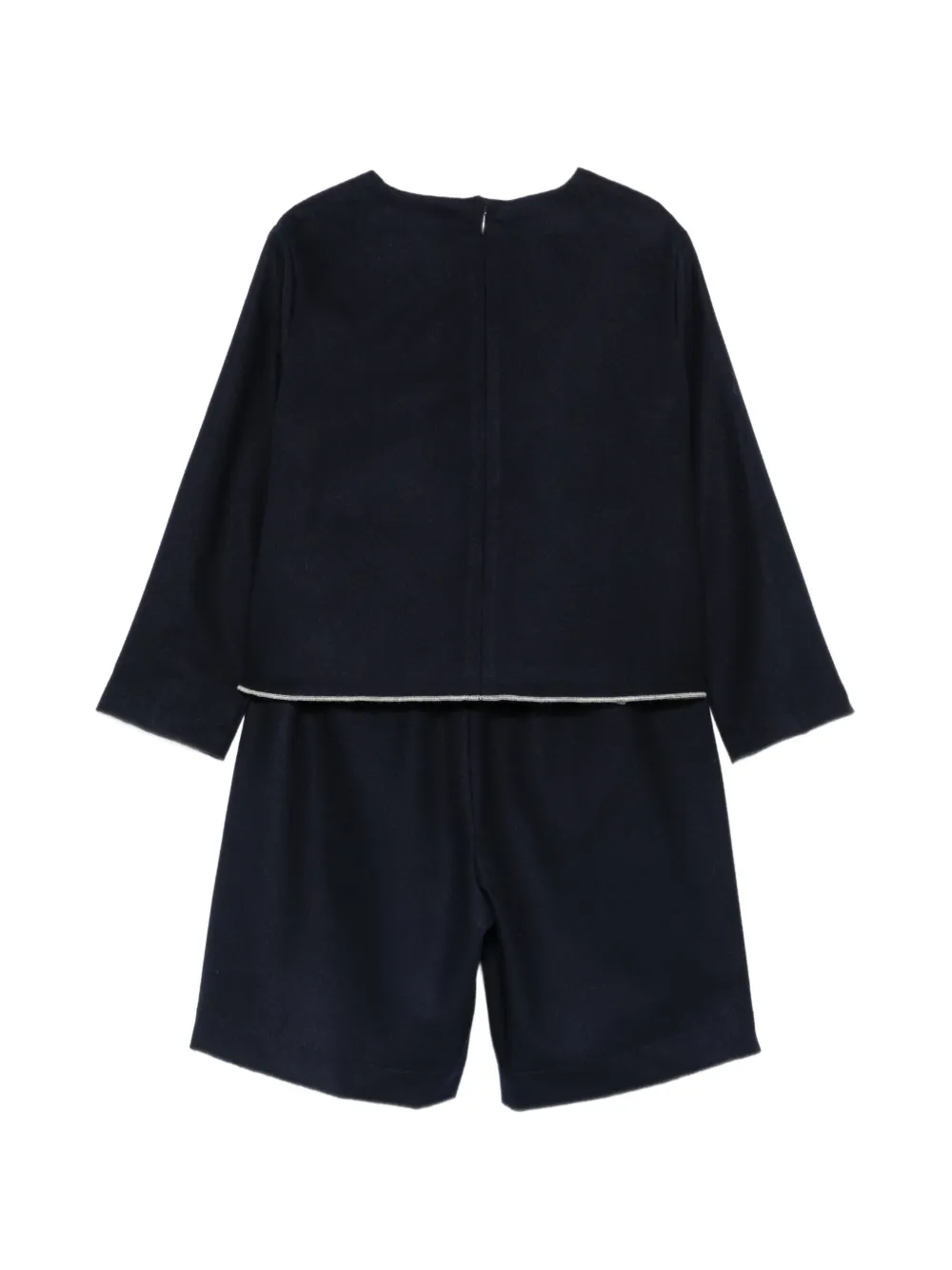 Il Gufo floral-embroidered scalloped-hem set Blauw