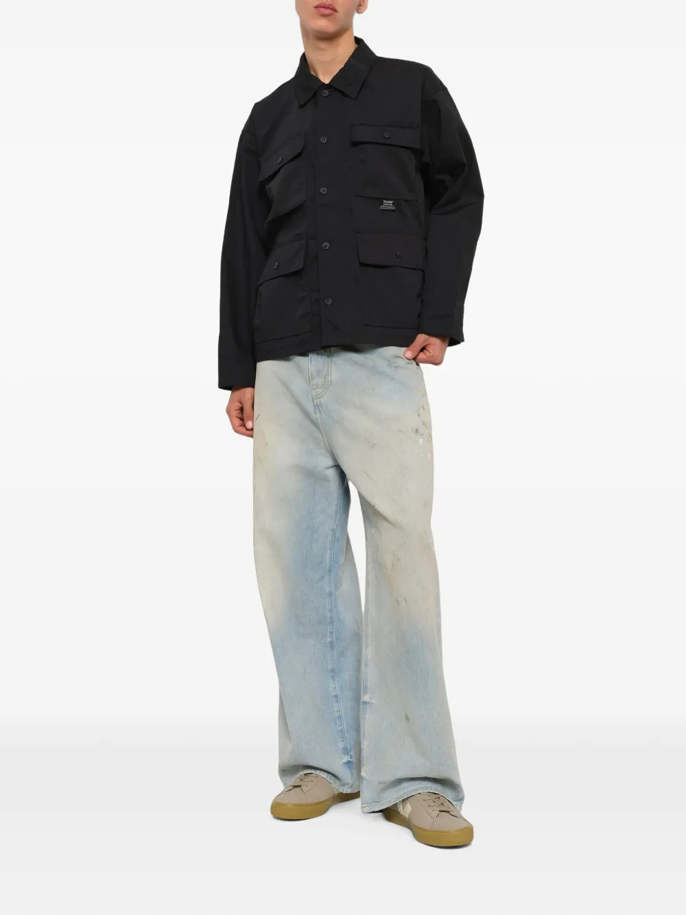 Taion Non Down shirtjack met knopen Zwart