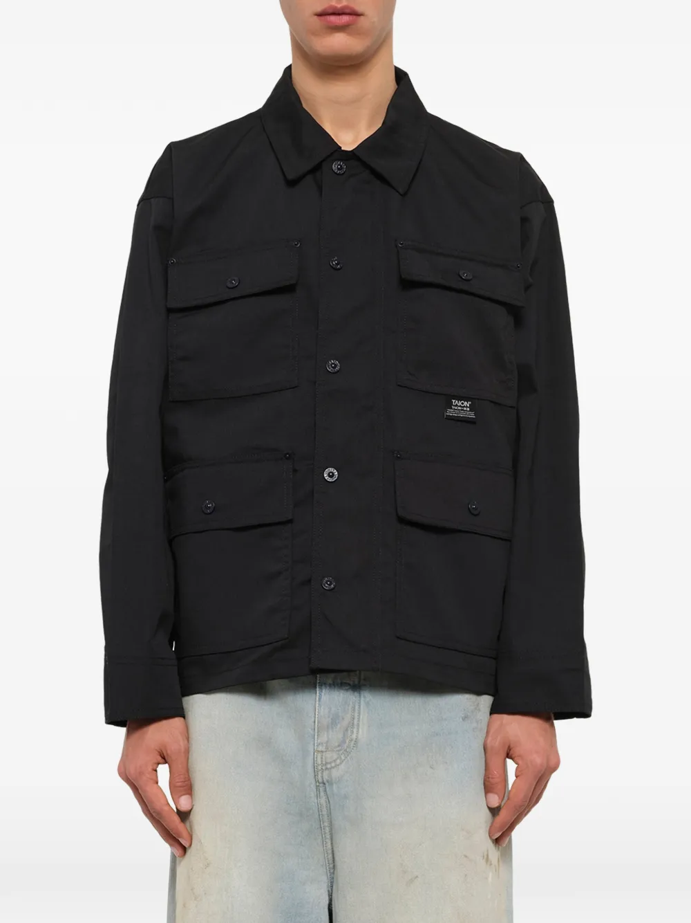 Taion Non Down shirtjack met knopen Zwart