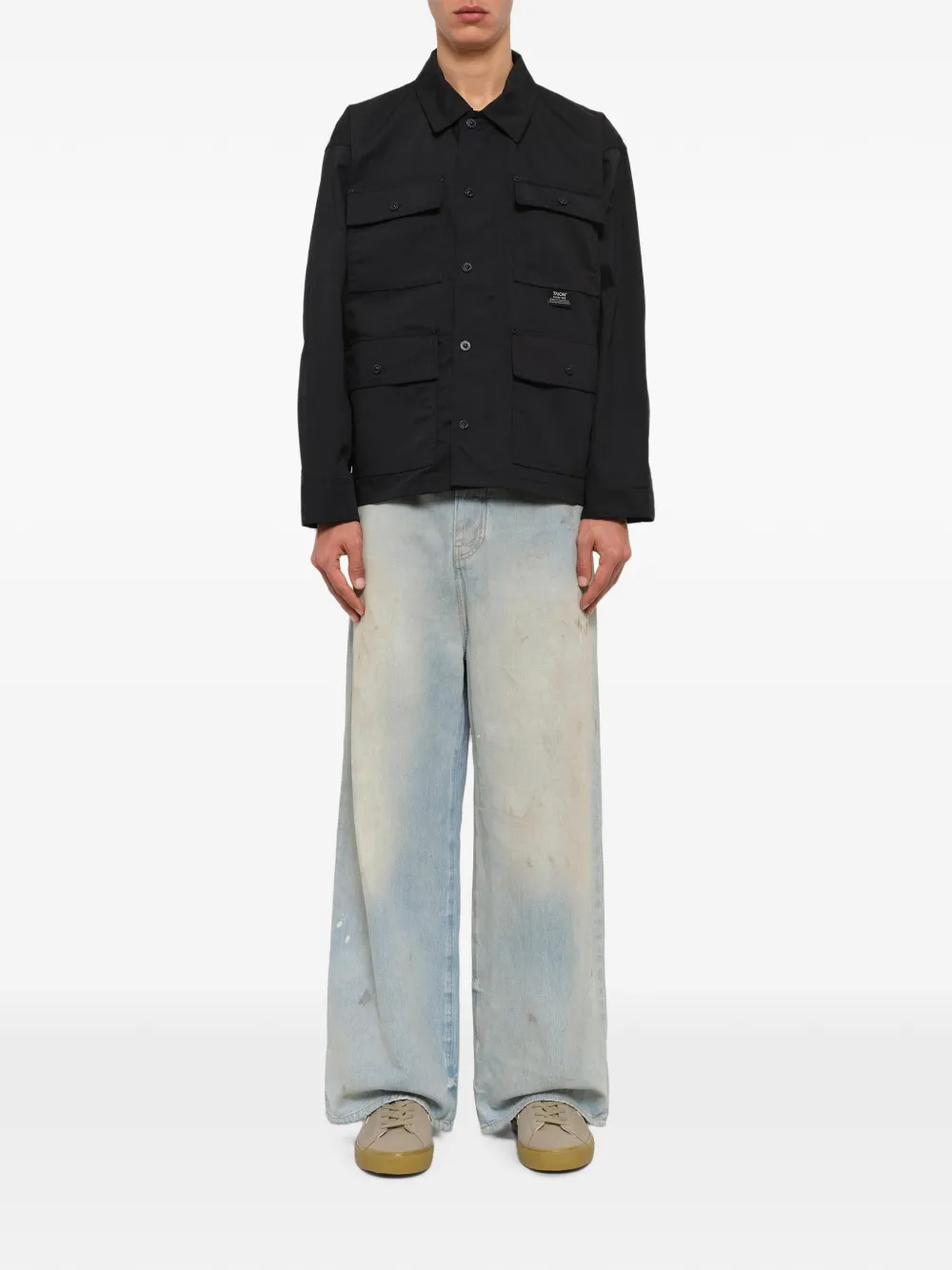 Taion Non Down shirtjack met knopen Zwart