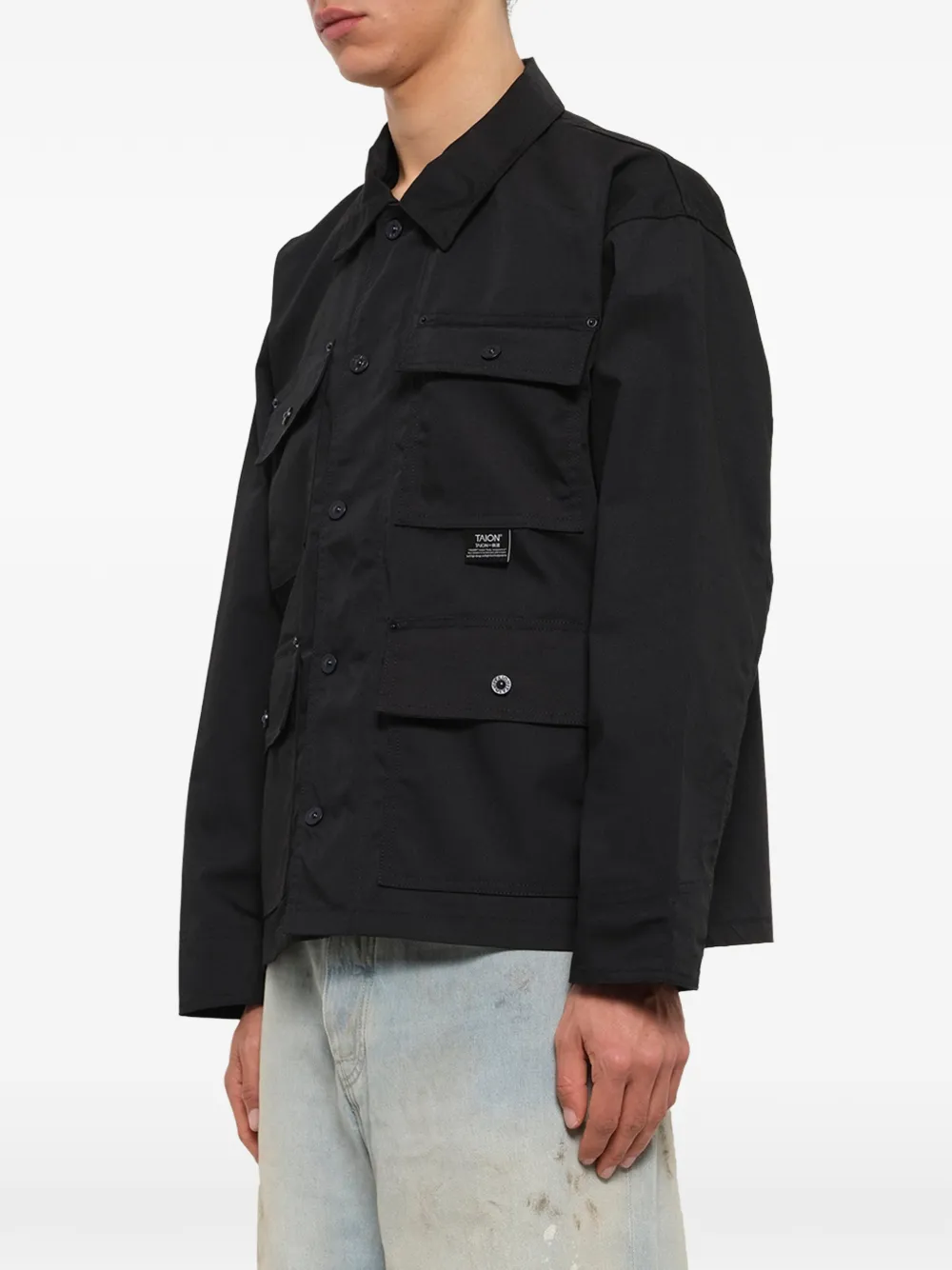 Taion Non Down shirtjack met knopen Zwart