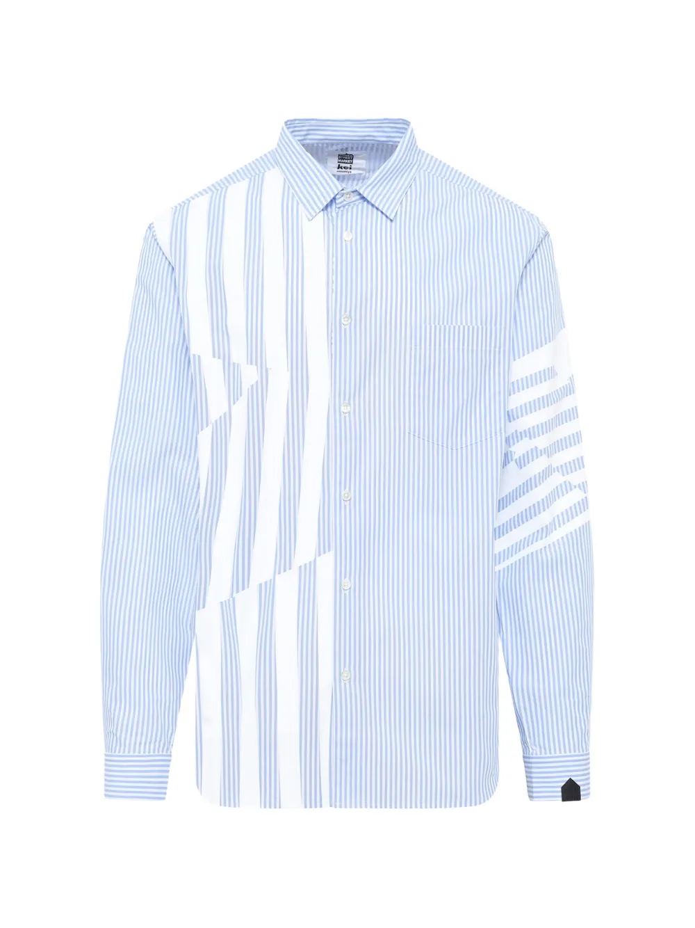 Noir Kei Ninomiya chemise rayée à détails brodés - Bleu Noir Kei Ninomiya chemise rayée à détails brodés - Bleu