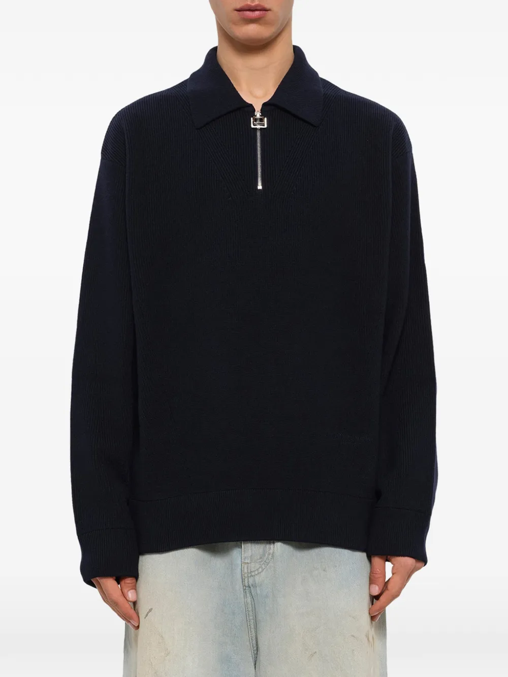 Wooyoungmi Ribgebreide trui met ritssluiting Blauw