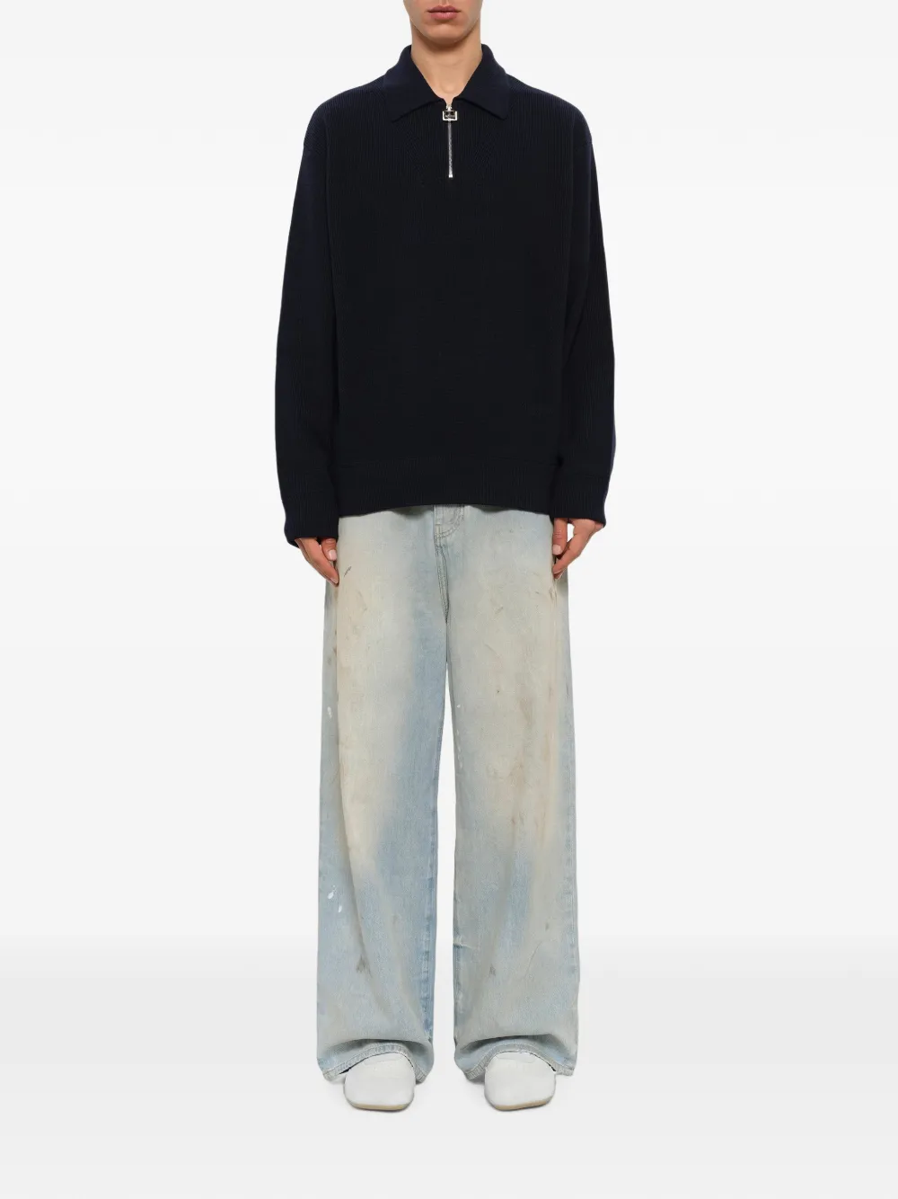 Wooyoungmi Ribgebreide trui met ritssluiting Blauw