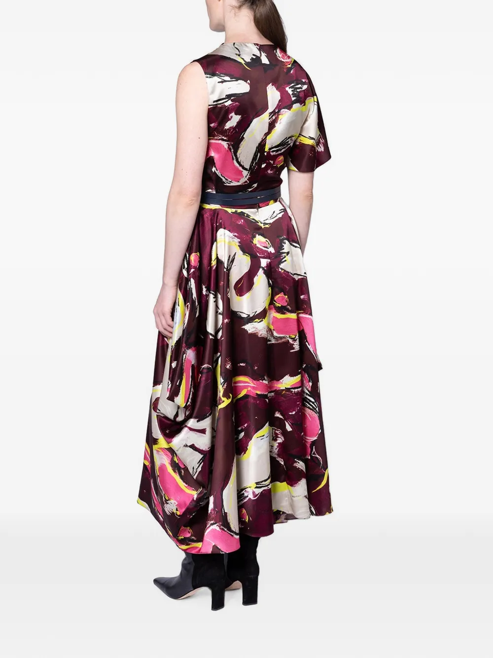 Roksanda Amari Brush-print Draped Maxi Skirt in Red, view 3