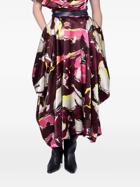 Roksanda Amari brush-print draped maxi skirt