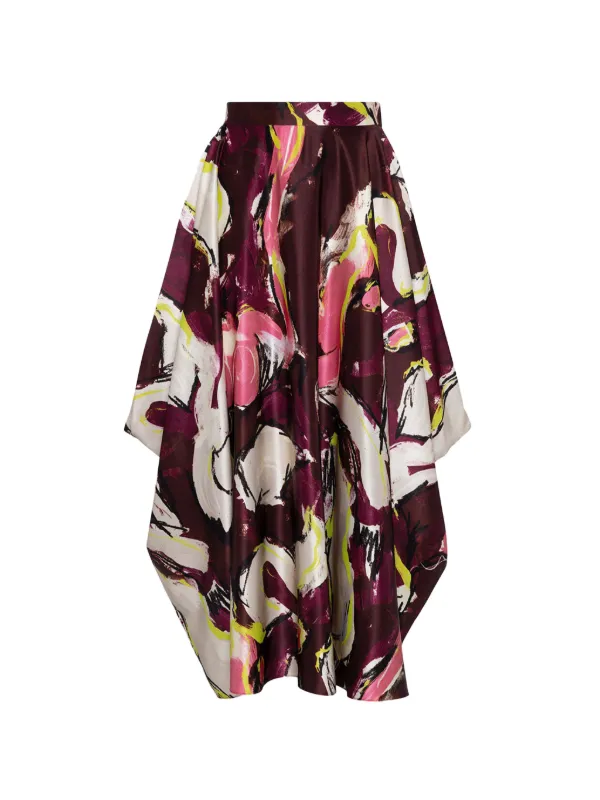 Roksanda Amari Brush-print Draped Maxi Skirt in Red