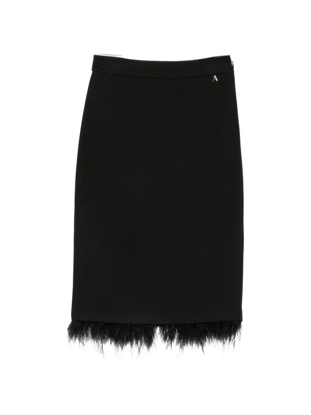 TWINSET feather-trim pencil mid skirt
