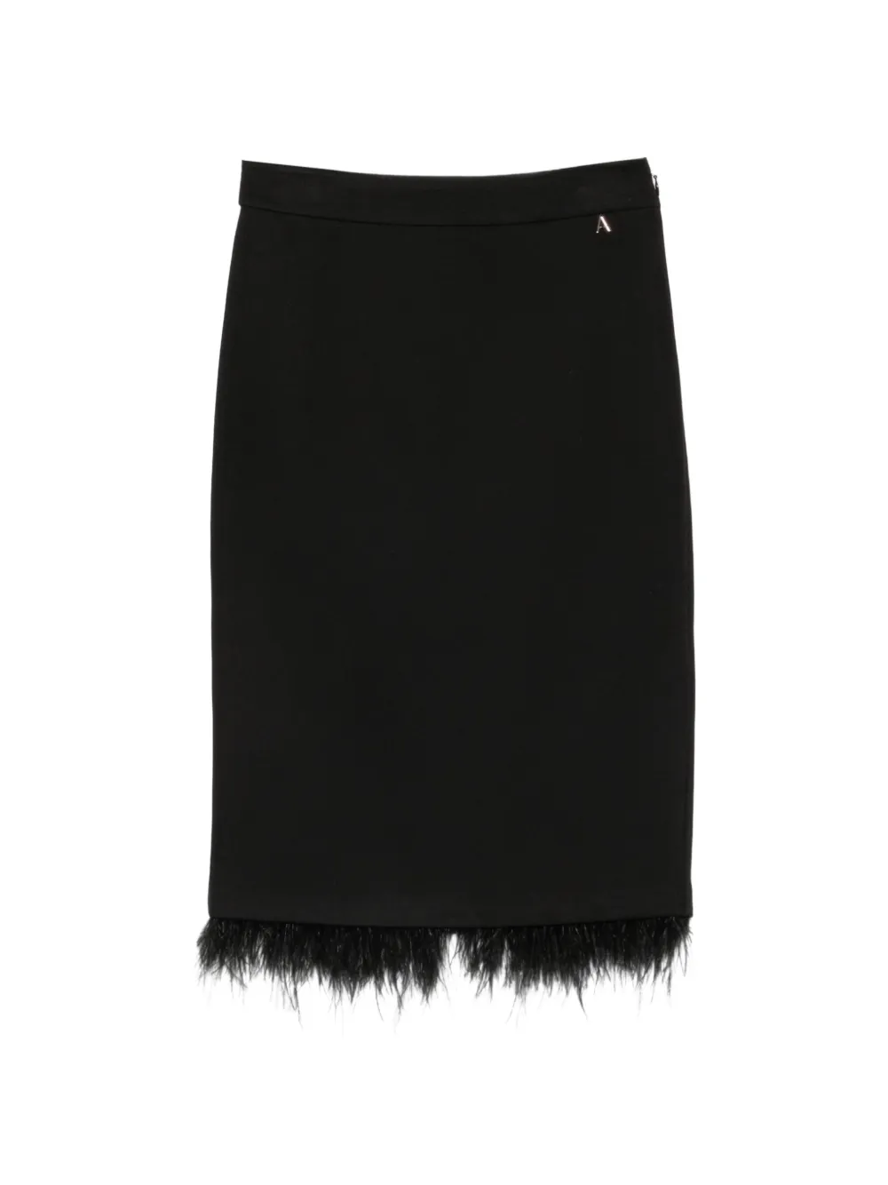TWINSET jupe crayon mi-longue à finitions en plumes - Noir TWINSET jupe crayon mi-longue à finitions en plumes - Noir